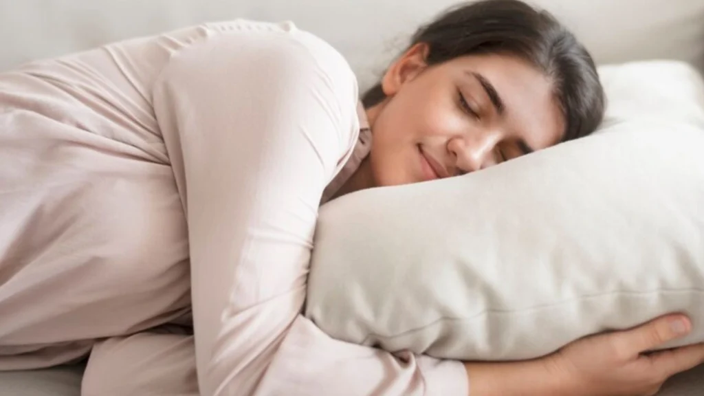 A beautiful girl sleeping peacefully on her ideal pillow